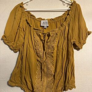 Mustard Lace Detail Blouse